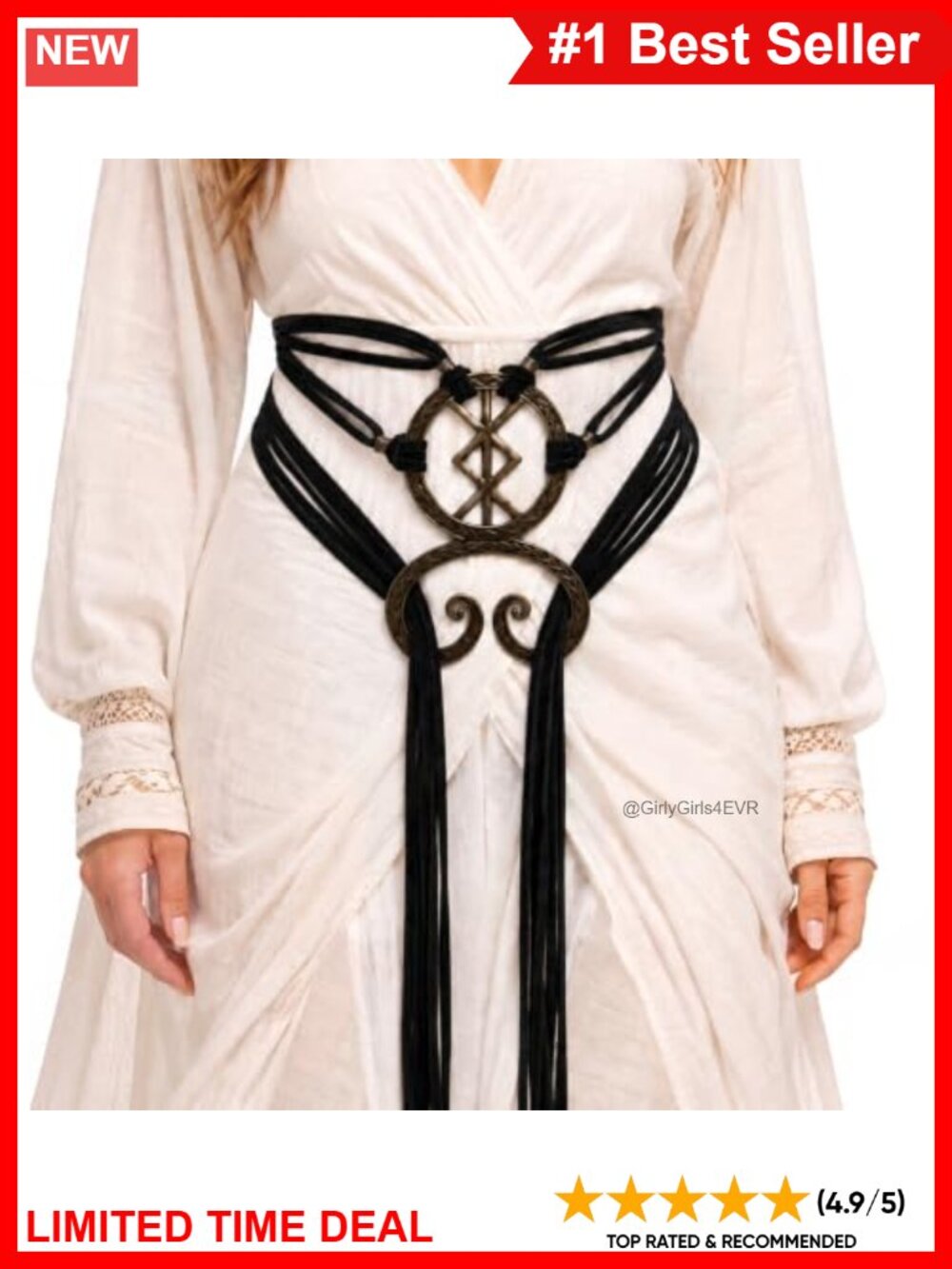 Renaissance Viking Wrap Belt Troll Cross Macrame Tassel Fringe
